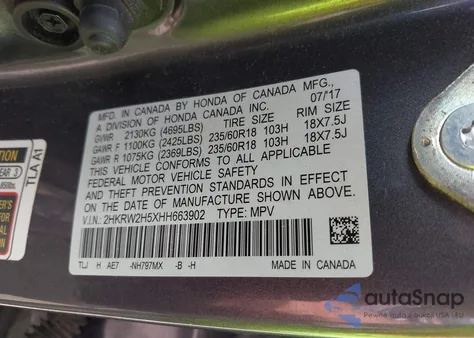 2017 Honda Cr-V Ex z USA, uszkodzony, nr VIN 2HKRW2H5XHH663902